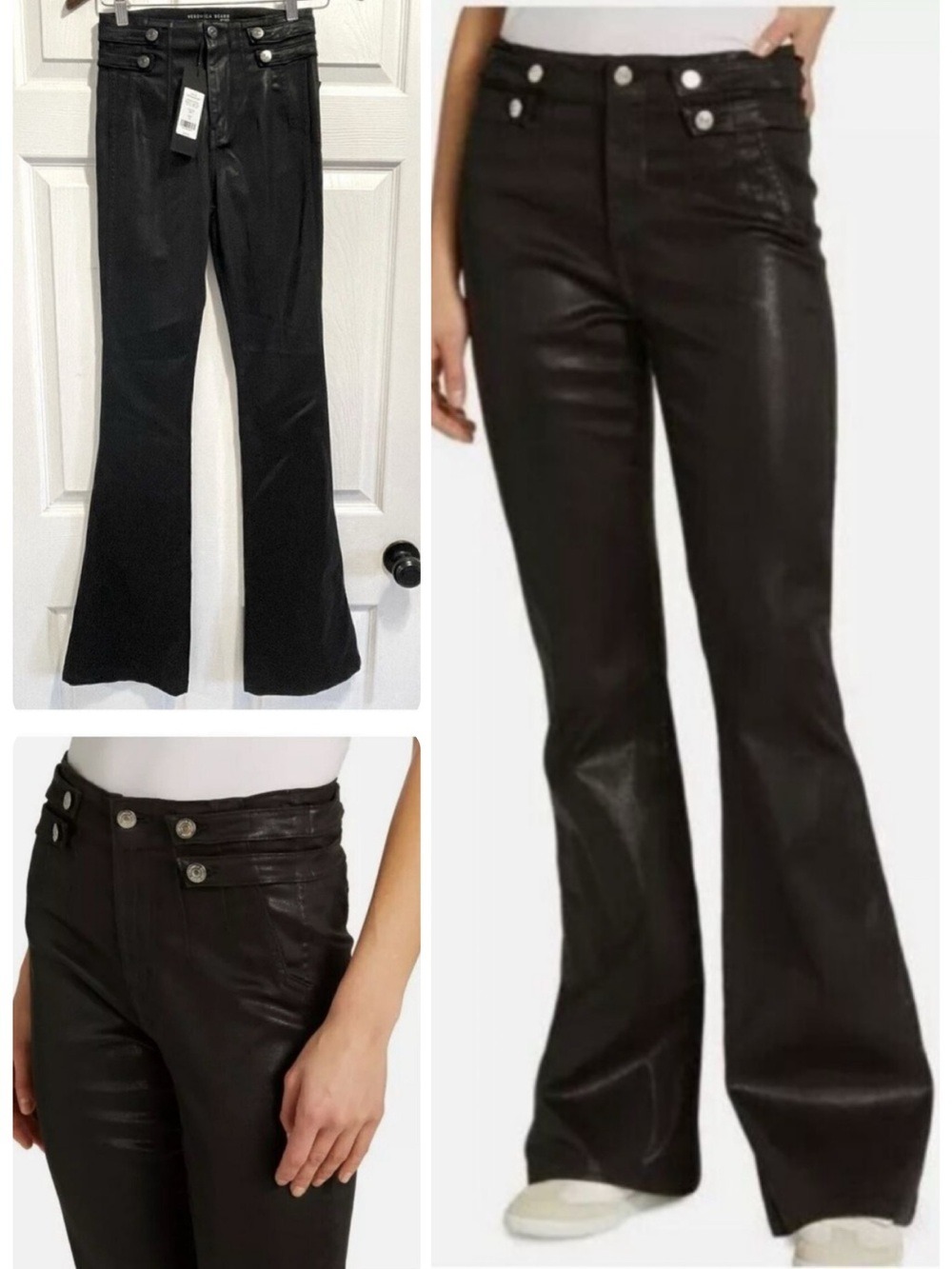 NWT VERONICA BEARD Jeans BEVERLY Black
COATED High Rise Skinny Flare Zip size 24